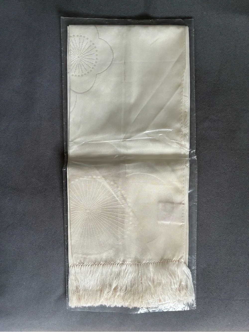 100% Pure Silk Cream Scarf with cherry blossom print